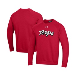 Mens Red Maryland Terrapins Script All Day Pullover Sweatshirt