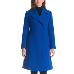 Womens Double-Breasted Wool Blend Peacoat