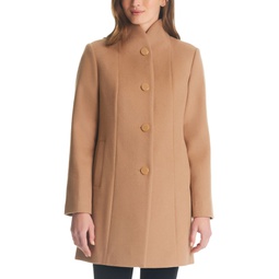 Womens Stand-Collar Wool Blend Coat