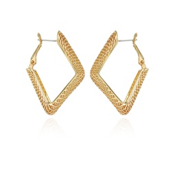 Gold-Tone Rhombus Chain Hoop Earrings