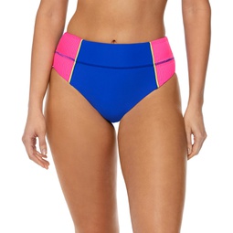 Womens Colorblock High-Waist Bikini Bottoms