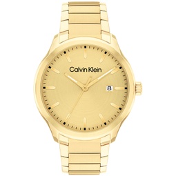 Mens 3H Quartz Gold-Tone Stainless Steel Bracelet Watch 43mm
