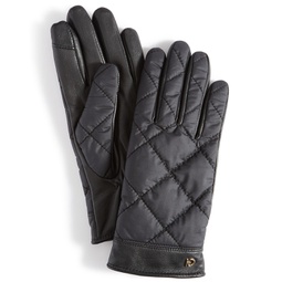 Womens Faux-Fur-Lined Quilted Puffer Gloves
