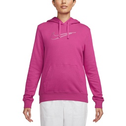 Womens Sportswear Club Fleece Premium Essential Loose Shine Pullover Hoodie