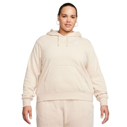 Plus Size Active Sportswear Club Hooded Fleece Sweatshirt