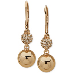 Womens Gold-Tone Crystal Double Drop Earrings