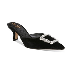Womens Brit Luster Embellished-Buckle Dress Mules