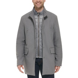 Mens Wool Twill Stand Collar Topper with Nylon Bib Coat
