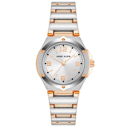 Womens Quartz Silver-Tone and Rose Gold-Tone Alloy Watch 29mm