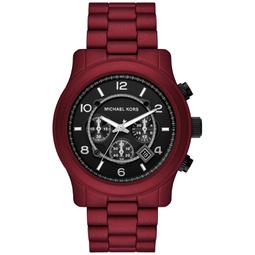 Mens Runway Chronograph Red Matte Coated Stainless Steel Bracelet Watch 45mm