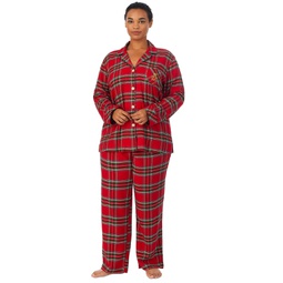 Plus Size 2-Pc. Long-Sleeve Notched-Collar Pajamas Set