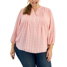 Plus Size Daisy Clip Pintucked Tunic Top