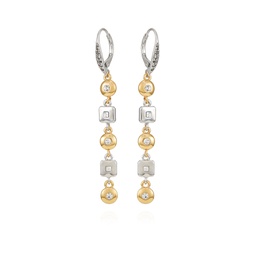 Two-Tone Clear Glass Stone Large Drop Earrings