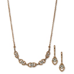 Gold-Tone Crystal Link Statement Necklace & Drop Earrings Set