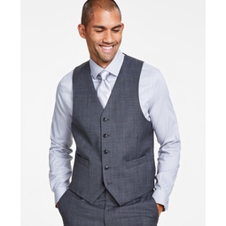 Mens Classic-Fit Wool-Blend Stretch Solid Suit Vest