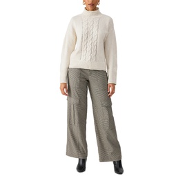Womens Turtleneck Cable-Knit Sweater