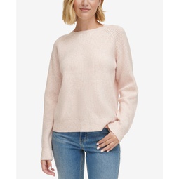 Womens Ribbed Raglan-Sleeve Sweater