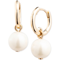 Imitation Pearl Charm Hoop Earrings