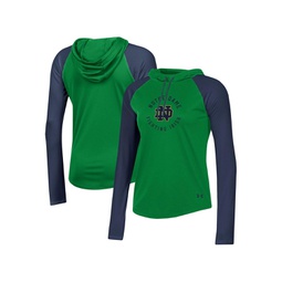 Womens Green Notre Dame Fighting Irish Gameday Mesh Performance Raglan Hooded Long Sleeve T-shirt