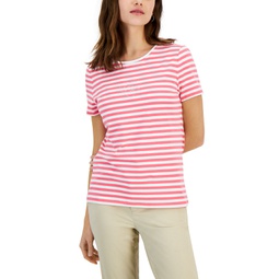 Womens Crystal-Embellished Striped Top
