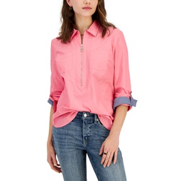 Womens Cotton Half-Zip Shirt