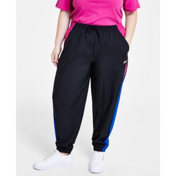 Plus Size Pull-On Logo Woven Track Pants