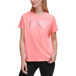 Womens Cotton Holographic Logo Short-Sleeve T-Shirt