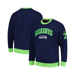 Mens College Navy Neon Green Seattle Seahawks Reese Raglan Tri-Blend Pullover Sweatshirt