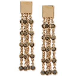 Gold-Tone Chain & Color Stone Statement Earrings