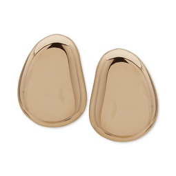Gold-Tone Puffy Pebble Button Earrings