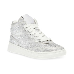 Womens Evans-R Rhinestone Lace-Up High-Top Sneakers