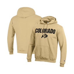 Mens Gold Colorado Buffaloes Straight Over Logo Powerblend Pullover Hoodie