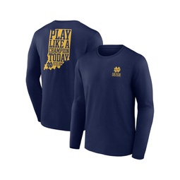Mens Navy Notre Dame Fighting Irish Hometown Play Like A Champion Today Logo 2-Hit Long Sleeve T-shirt