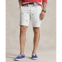 Mens 9-Inch Stretch Classic Embroidered Shorts