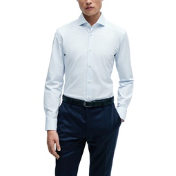 Mens Easy-Iron Structured Slim-Fit Shirt