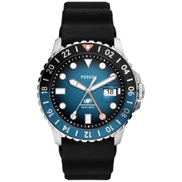 Mens Blue Greenwich Mean Time Black Silicone Watch 46mm