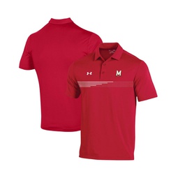 Mens Red Maryland Terrapins Tee To Green Stripe Polo Shirt