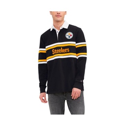 Mens Black Pittsburgh Steelers Cory Varsity Rugby Long Sleeve T-shirt