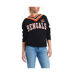 Womens Black Cincinnati Bengals Heidi V-Neck Pullover Sweatshirt