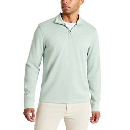 Mens Stretch Textured-Knit Quarter-Zip Performance Sweatshirt