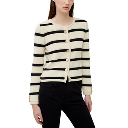 Womens Marloe Striped Button Front Cardigan