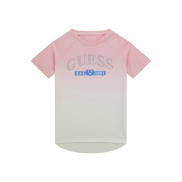 Big Girls Short Sleeve Dip Dye Rhinestone Logo T-shirt