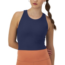 Womens Ribbed Soft Touch Racerback Crop Top