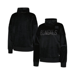 Womens Black Cincinnati Bengals Deliliah Rhinestone Funnel Neck Pullover Sweatshirt