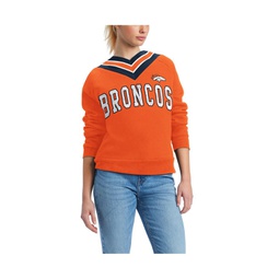 Womens Orange Denver Broncos Heidi V-Neck Pullover Sweatshirt