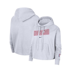Womens White Houston Rockets 2021/22 City Edition Essential Logo Cropped Pullover Hoodie