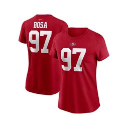 Womens Nick Bosa Scarlet San Francisco 49ers Player Name and Number T-shirt