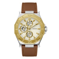 Mens Analog Brown Genuine Leather Watch 46mm