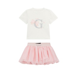 Baby Girls Logo T Shirt and Mesh Skirt 2 Piece Set