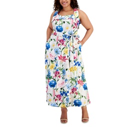 Plus Size Floral Square-Neck Maxi Dress